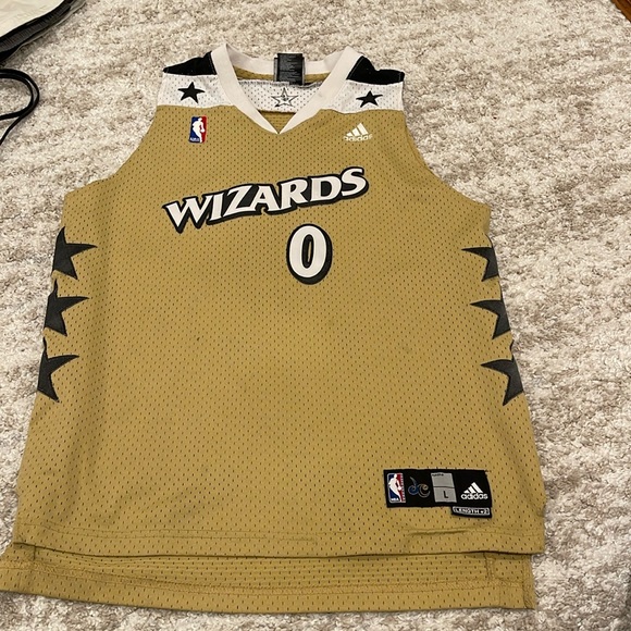 RARE!! Vintage Adidas Swingman NBA Washington Wizards Gilbert Arenas Gold Jersey - Picture 2 of 10